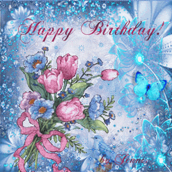 Glitter Bouquet Of Flowers Happy Birthday GIF