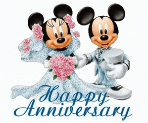 Glitter Happy Anniversary Mickey Minnie Mouse Wedding GIF
