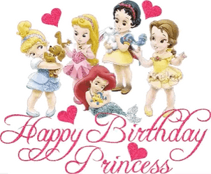 Glitter Happy Birthday Disney Princesses GIF