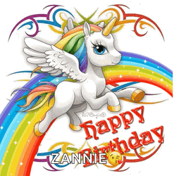 Glitter Happy Birthday Rainbow Unicorn GIF