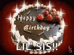 Glitter Happy Birthday Sister Chocolate Cake GIF