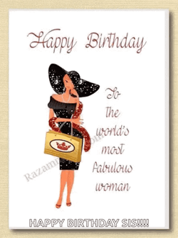 Glitter Happy Birthday Sister Fabulous Woman GIF