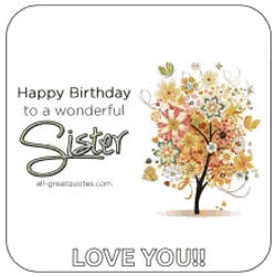 Glitter Happy Birthday Sister Glowing Tree GIF