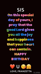 Glitter Happy Birthday Sister Special Message GIF