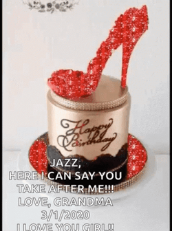 Glitter Red High Heels Happy Birthday Cake GIF