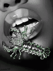 Glittering Scorpion  Crawling On Mouth GIF