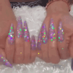 Glittery Long Nail GIF