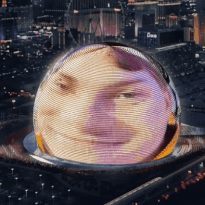Globe With Man Face And Cine GIF