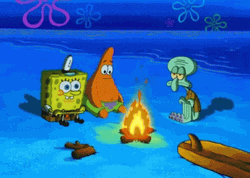 Gloomy SpongeBob Patrick Squidward Campfire GIF