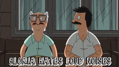 Gloria Hates Loud Noises Written On A Cartoon Character GIF