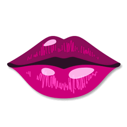 Glossy Violet Lips Blowing Kisses GIF