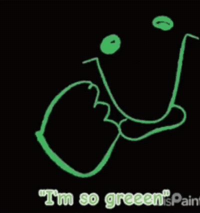 Glow In The Dark Frog Saying I'm So Green GIF