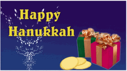 Glowing Coins And Gifts Happy Hanukkah GIF