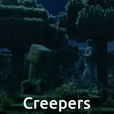 Glowing Creeper With Creepers Above GIF