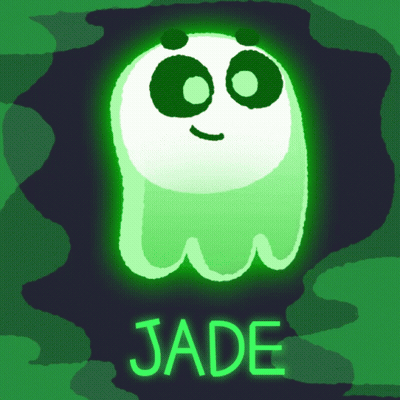 Glowing Green Ghost With Name Jade GIF
