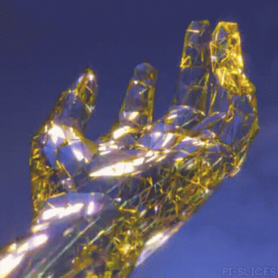Glowing Hand On Blue Background GIF