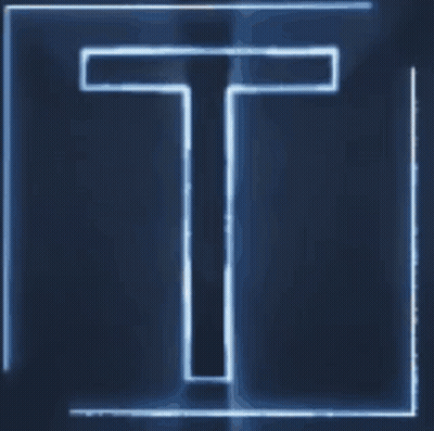 Glowing Letter T On Blue Background GIF