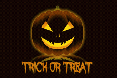 Glowing Pumpkin Saying Trick Or Treat GIF