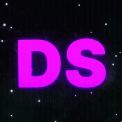 Glowing Purple Letters DS On Black Background GIF