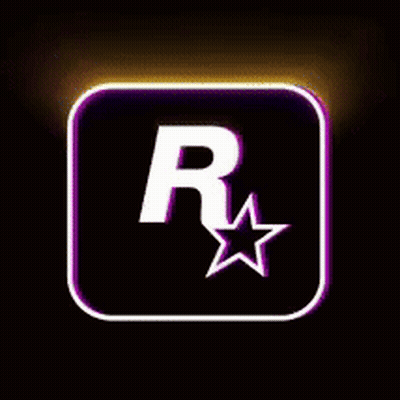 Glowing R And Star In Square GIF