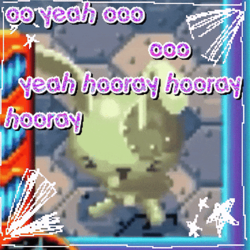 Glowing Rabbit Saying Go Yeah Ooo Yeah Hooray GIF
