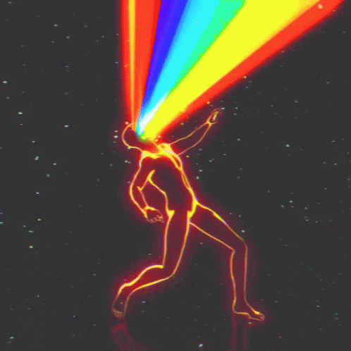 Glowing Silhouette With Rainbow From Head GIF