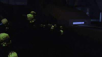 Glowing Skulls In Dark Room GIF