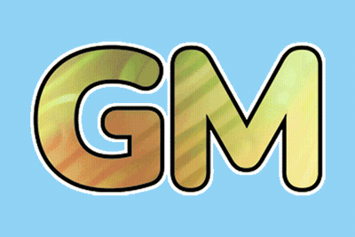 GM Text On Blue Background GIF