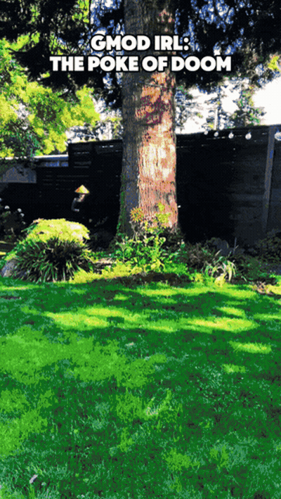 GMod IRL Poke Of Doom Above Tree GIF