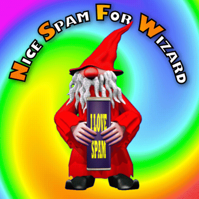 Gnome Holding Book Saying I Love Spam GIF