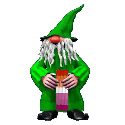 Gnome Holding Lesbian Flag Sticker