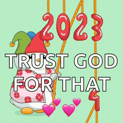 Gnome Holding Sign Saying Trust God For That Best Is Yet GIF