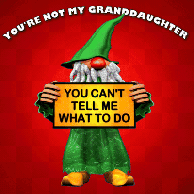 Gnome Holding Sign Saying Youre Not My Granddaughter GIF
