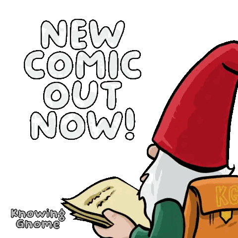 Gnome Reading Comic Book Out Now Sticker