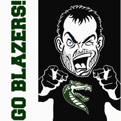 Go Blazers Poster With Cartoon Man GIF