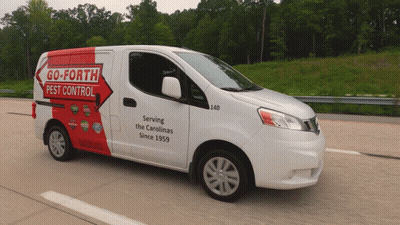 Go-Forth Pest Control Van Driving Down Highway GIF