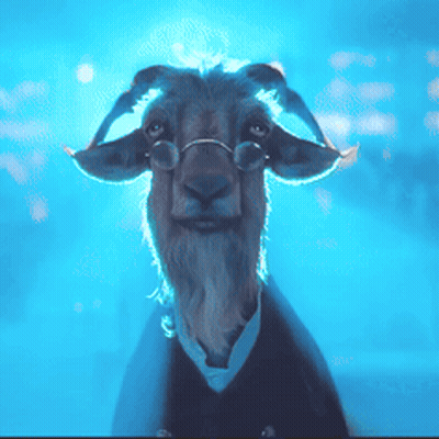 Goat In Suit And Glasses On Blue Background GIF