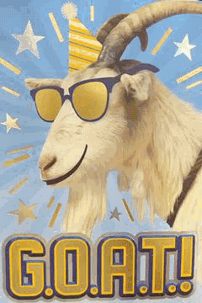 Goat In Sunglasses And Party Hat Saying Goat GIF