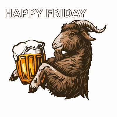 Goat In Sunglasses Holding Beer Saying Happy Friday I Goat This GIF