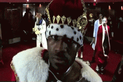 Goat James Shaking Shoulder Wearing Cape And Crown GIF