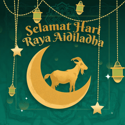 Goat On Crescent Moon Selamat Hari Raya Aidiladha GIF