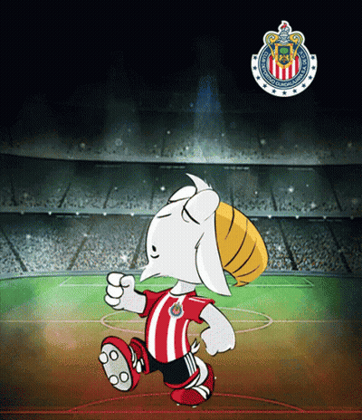 Goat Playing Soccer With Chivas Logo GIF