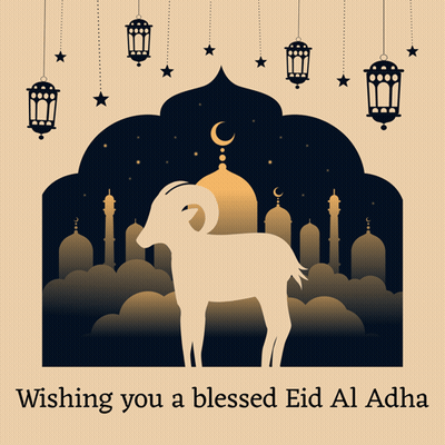 Goat Wishing A Blessed Eid Al Adha GIF