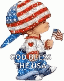 God Bless America Glittery Patriotic Kid GIF