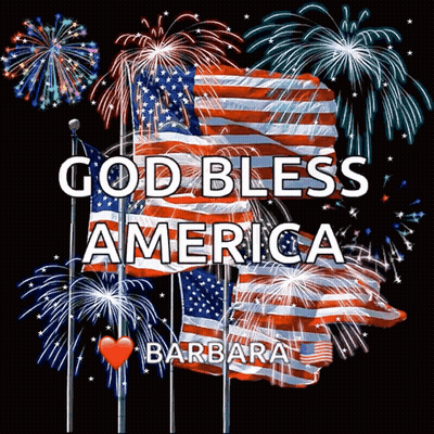 God Bless America Poster With Fireworks And Flags GIF