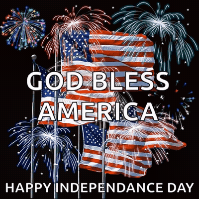 God Bless America Poster With Fireworks And Flags GIF