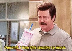 God Bless America Ron Swanson Sipping Juice GIF