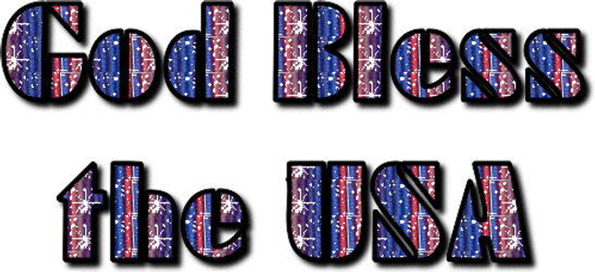 God Bless The USA Glitter Text Animation GIF