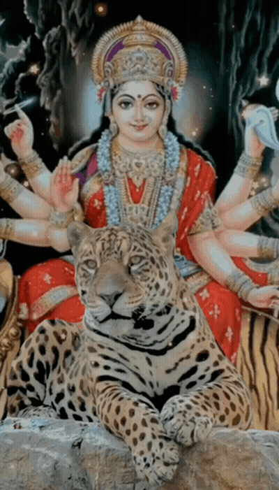 Goddess Sitting On Leopard GIF