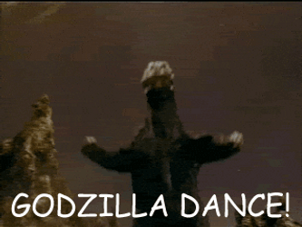Godzilla Jumping Dance Zoomed In GIF